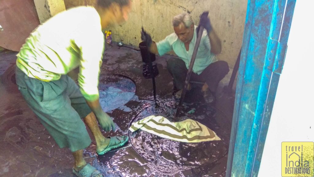 Traditional Indigo dyeing process in India