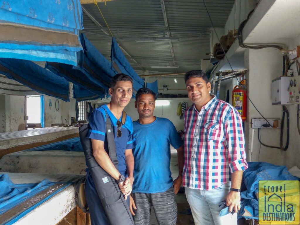 Sharukh Bamboat at dabu printing facility in Rajasthan