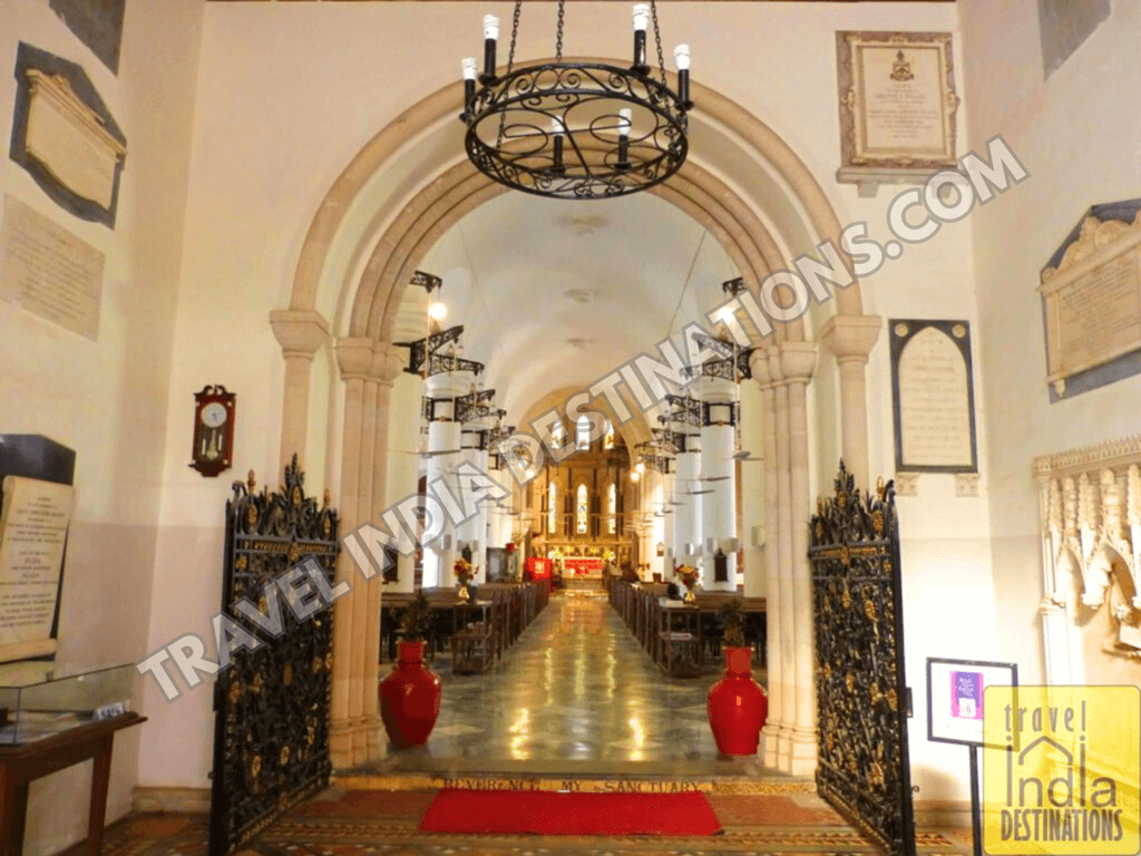 The entrance view at St. Thomas Cathedral in Mumbai