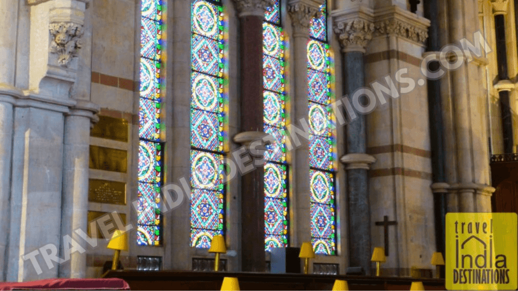 The stained glass windows at St Thomas church in Mumbai