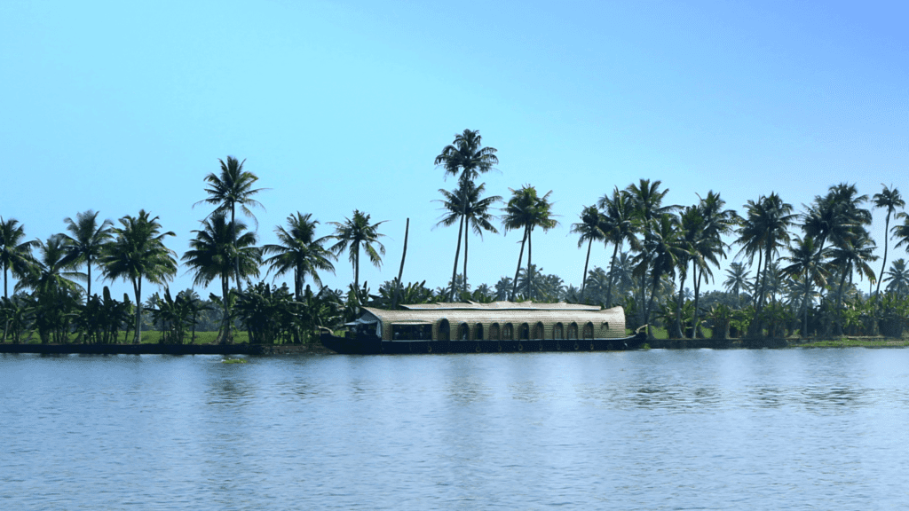 A houseboat in the backwaters of Kumarakom Kerala