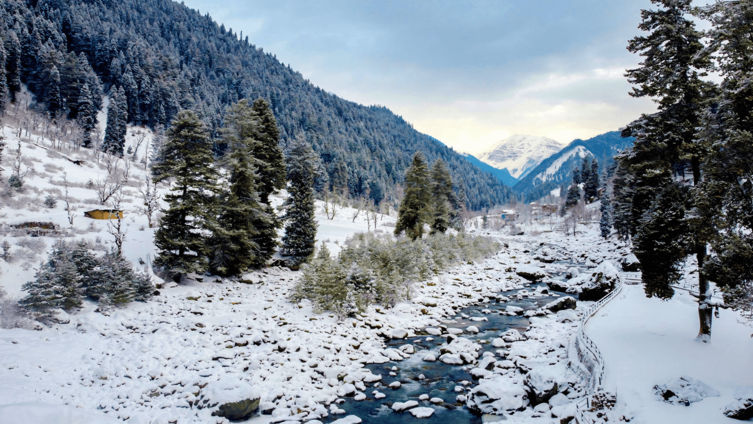 A wintry landscape of Pahalgam Kashmir
