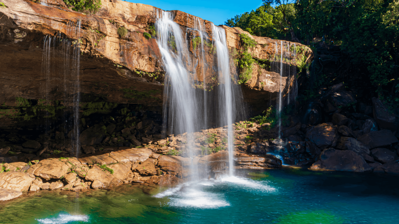 A cascading waterfall in Shillong Meghalaya