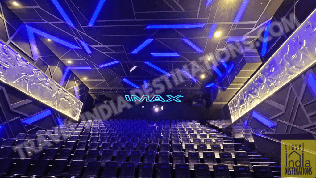 the internal view of the movie hall at Eros INOX IMAX