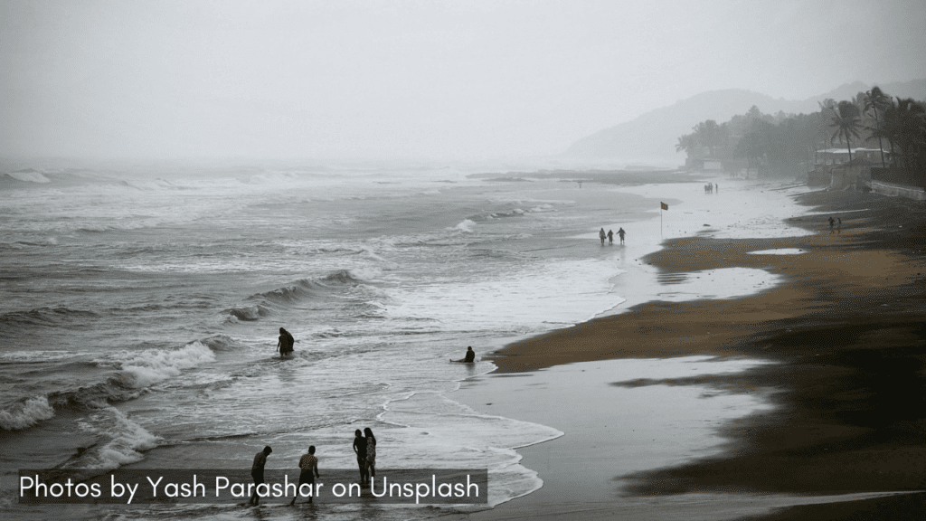 a view of the misty Anjuna Beach one of the places to visit in Goa in monsoon