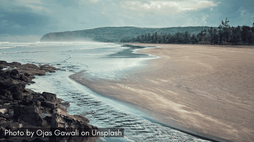 A panoramic view of Harihareshwar Beach