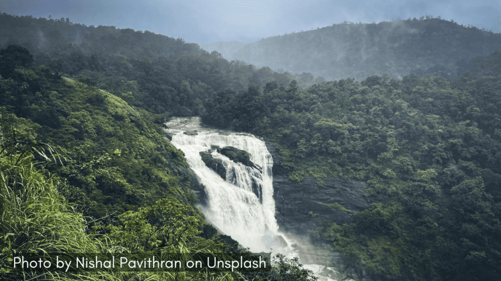 A waterfall in Kumarahalli one of the monsoon places in Karnataka