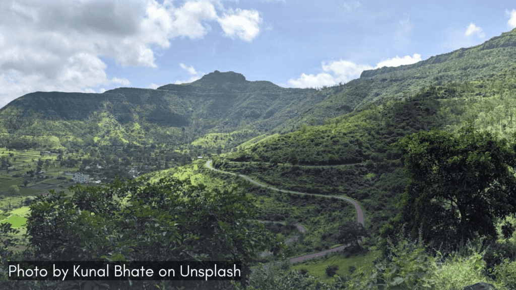 a view of the road leading to Purandar Fort one of the essential Maharashtra forts