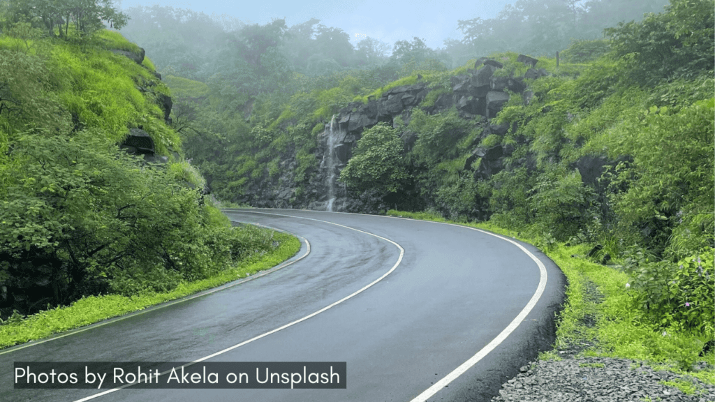 a curvy road of Tamhini Ghat one of the popular ghats in Maharashtra