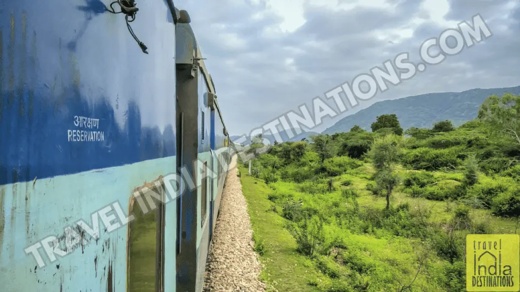 A shot of the train and landscape