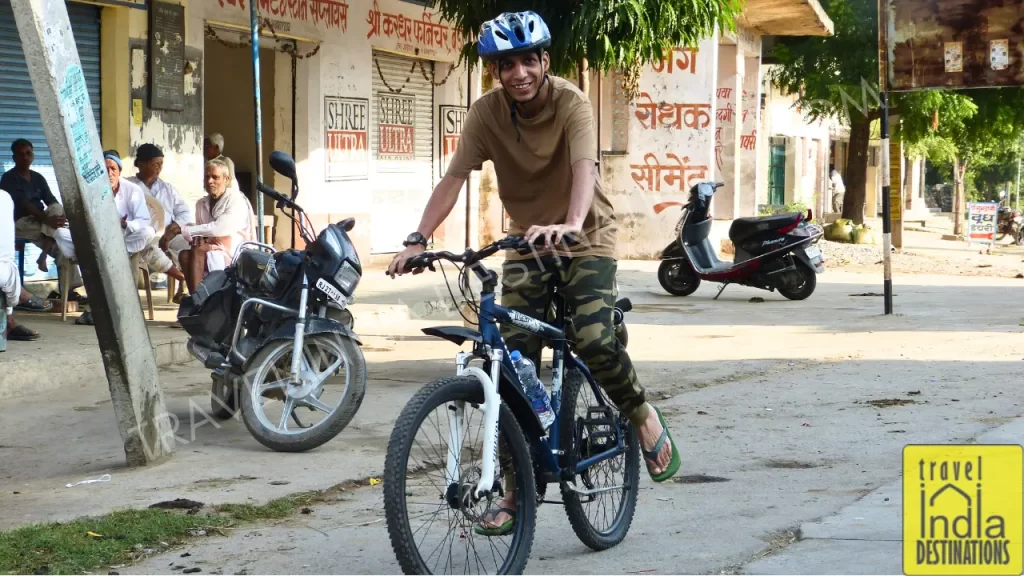 Sharukh bicycling in Udaipur