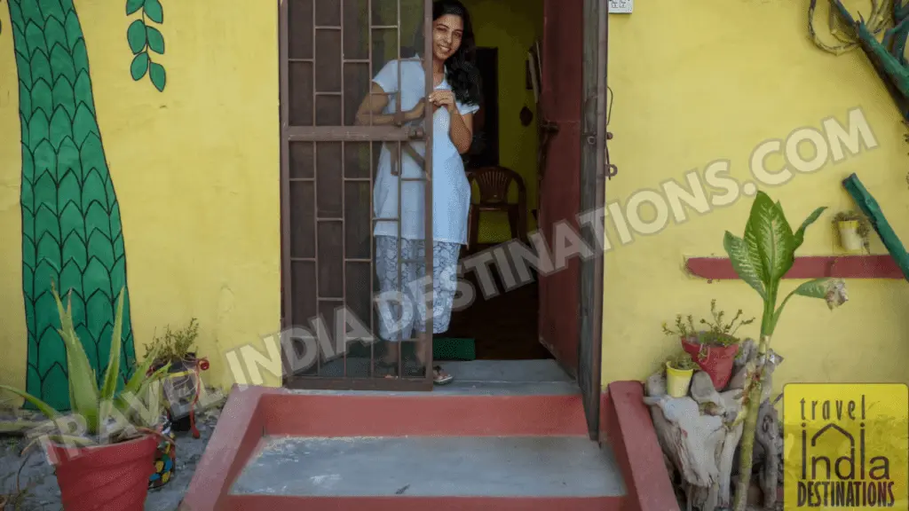 sarah posing at one of the finest udaipur holiday rentals