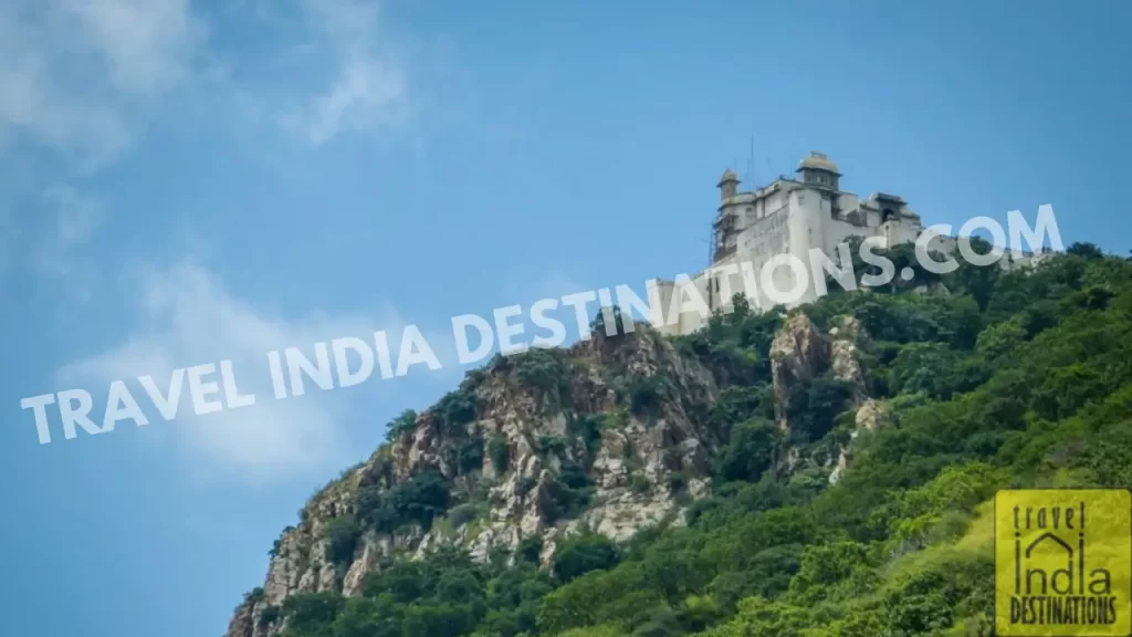 a view of sajjangarh monsoon palace from biological park udaipur