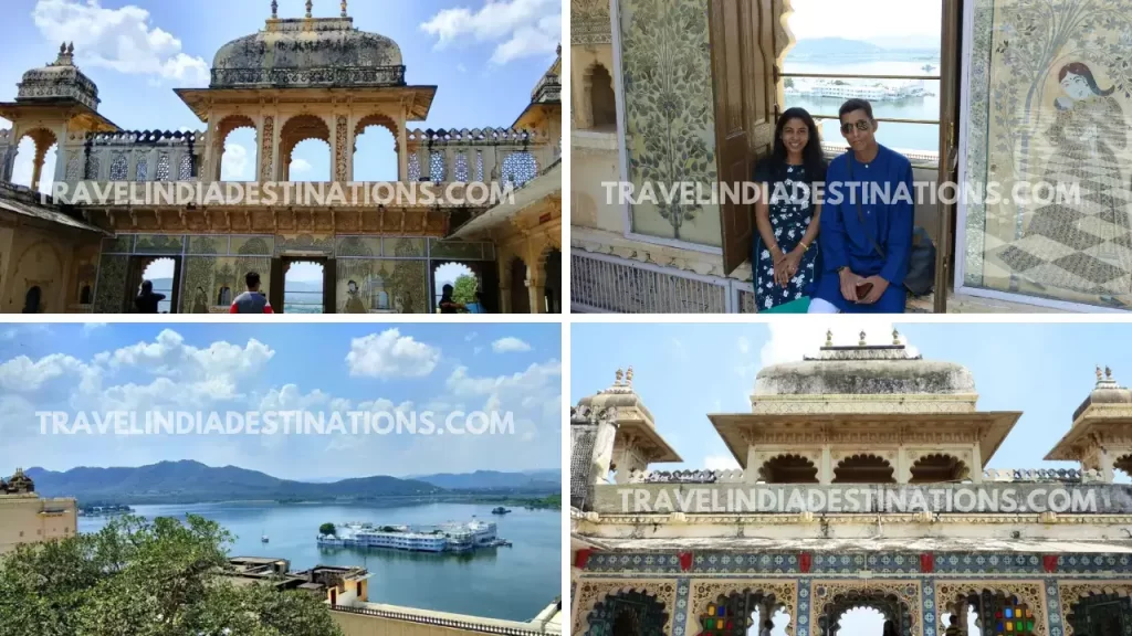 multiple views of badi chitrashali chowk in city palace udaipur