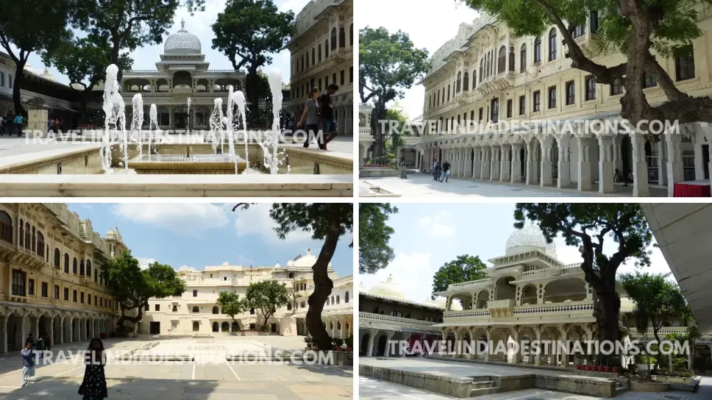 the zenana mahal courtyard in city palace udaipur