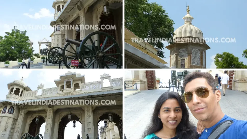 multiple views of the Tripolia gate at udaipur city palace