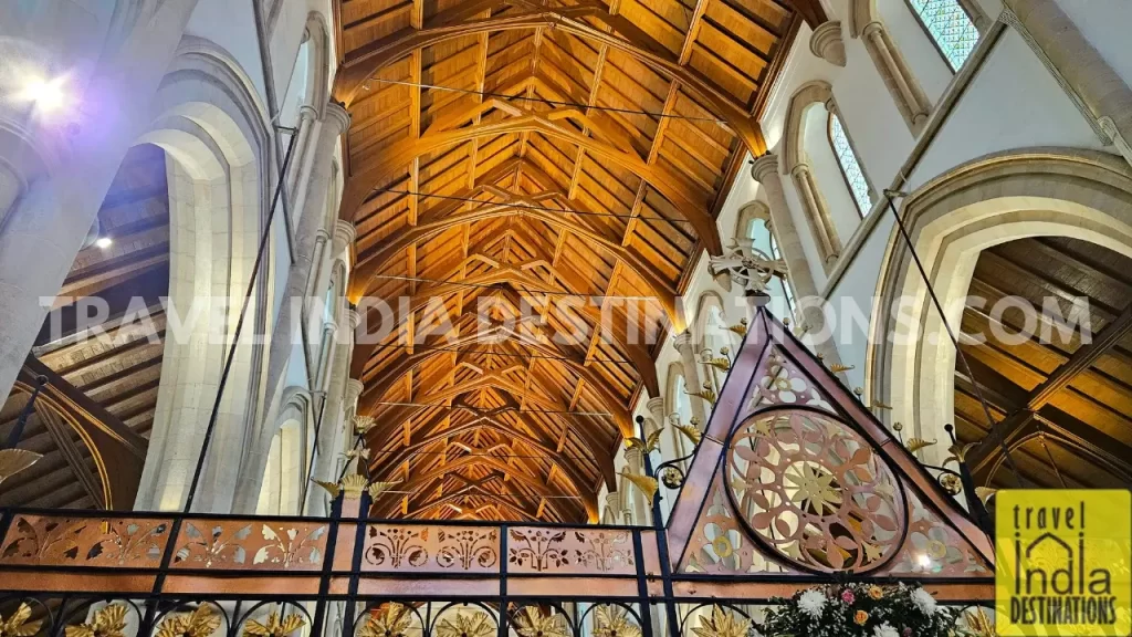 a view of the wooden roof at afghan church in mumbai