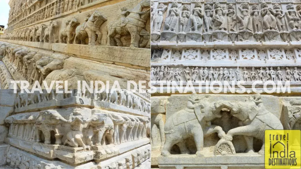 multiple images of carvings on jagdish temple udaipur