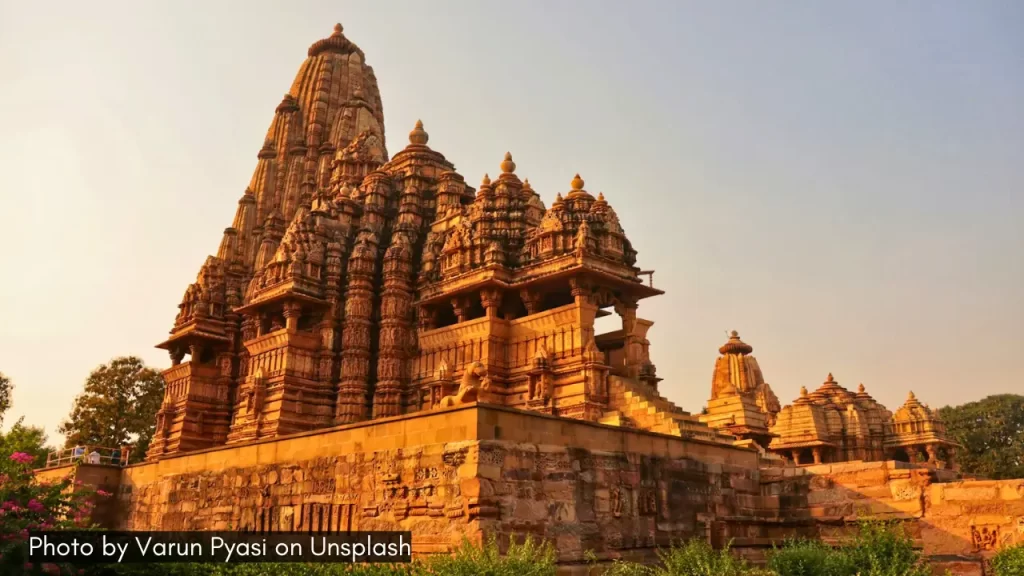 sunset over khajuraho temple in india one of the best places to visit in february in india