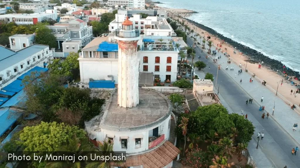 an old lighthouse in puducherry tamil nadu along the coast