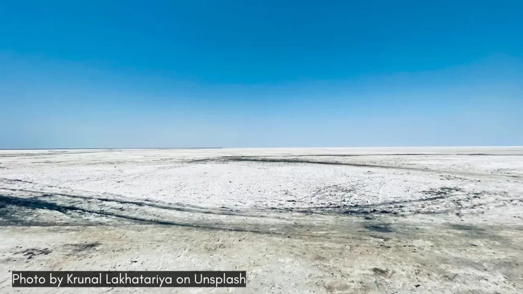 the salty landscape of rann of kutch in gujarat is one of the best places to visit in january in india