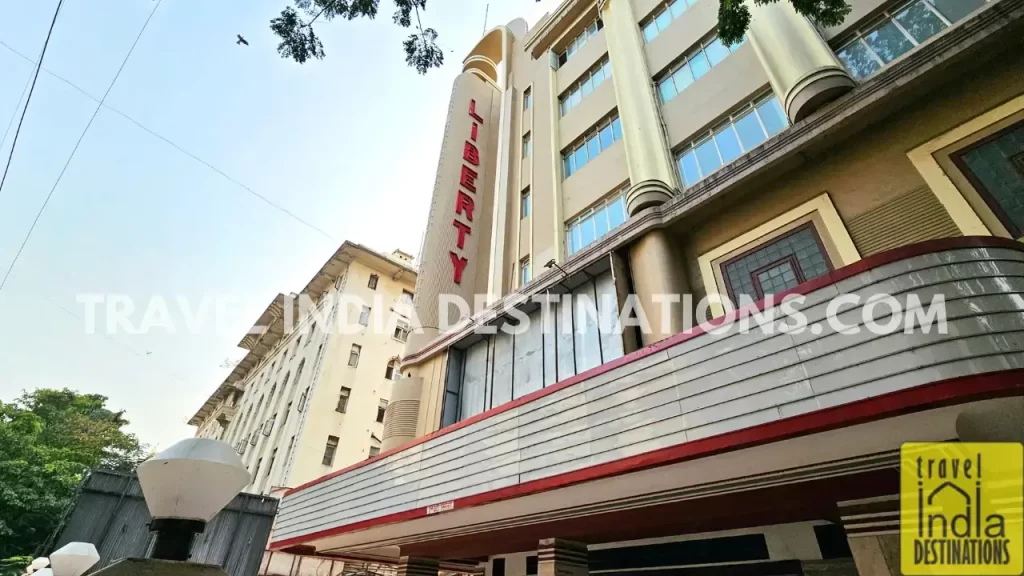 sleek lines on Liberty Cinema Art Deco building in Mumbai