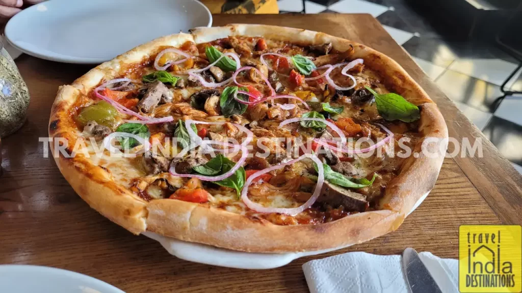 barbeque pizza at Jamie Oliver's Pizzeria in Mumbai