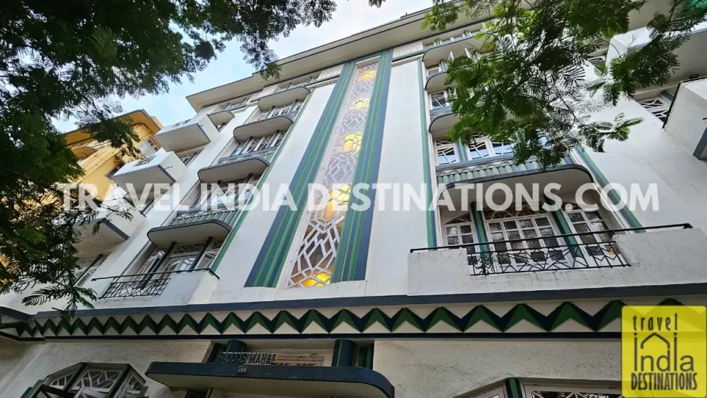 pastel shades and patterns on Rajjab Mahal one of the Art Deco buildings in Mumbai near Oval Maidan