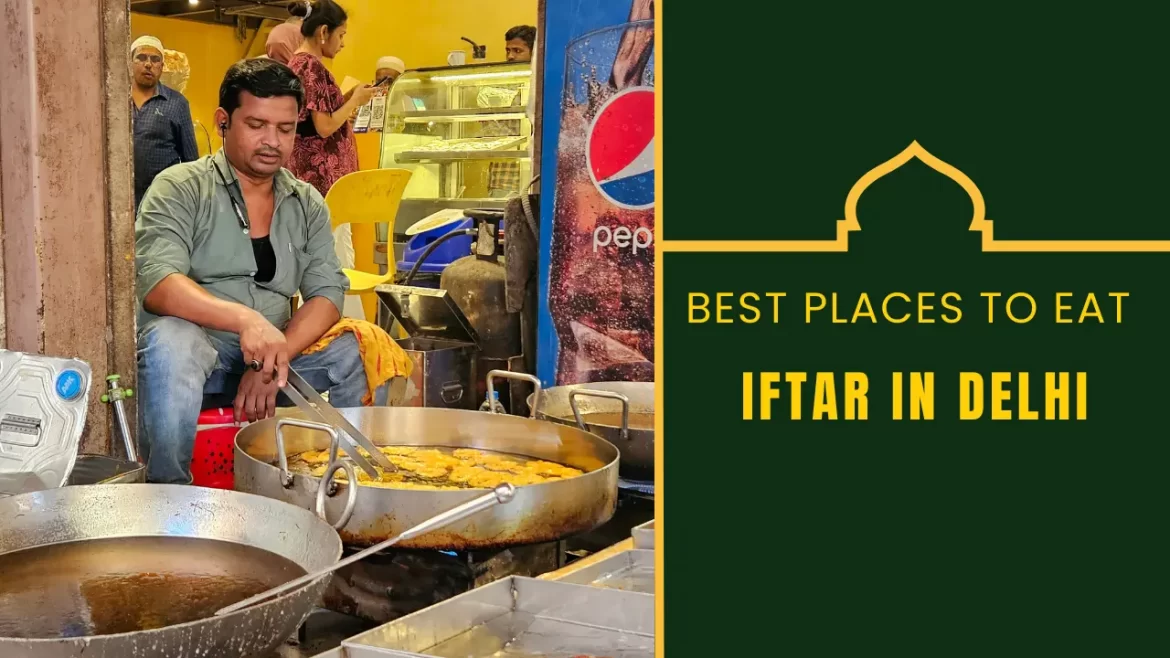a man making jalebis with the title best places to eat iftar in delhi