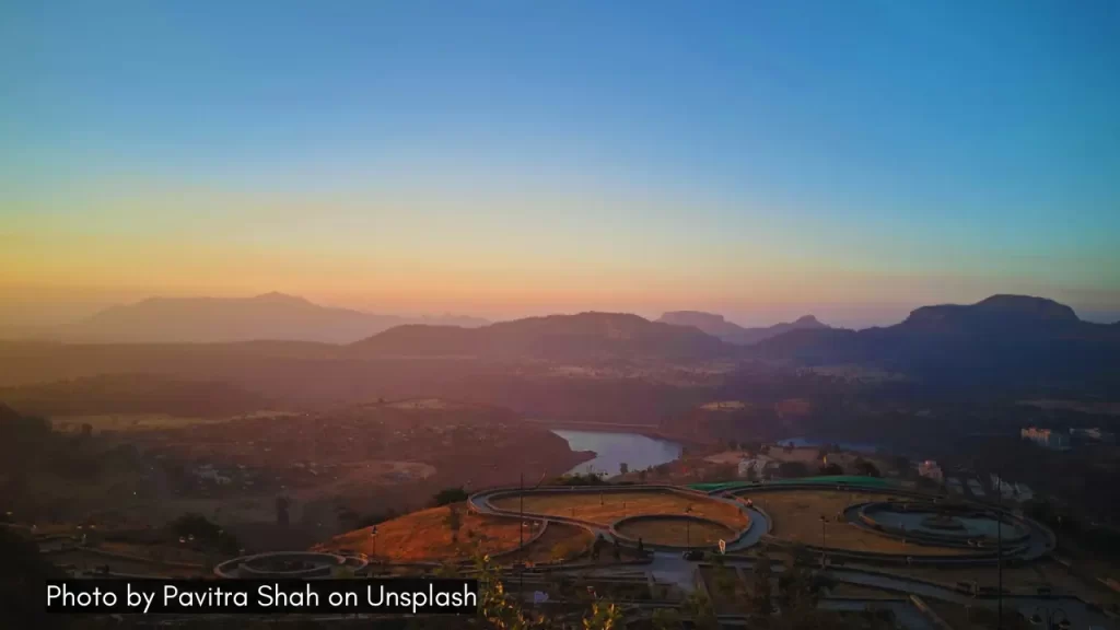 sunset over Saputara Lake and the adjoining hills