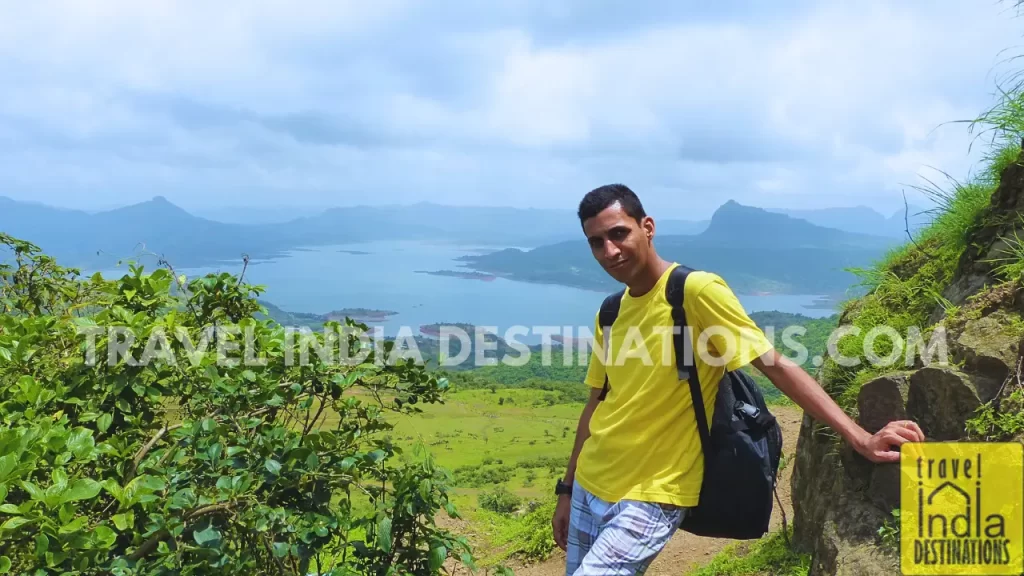 a view of Pawna Lake in Lonavala from Lohagad Fort trail