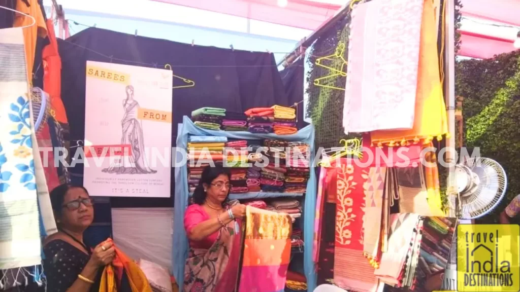 two women working at the saree stall at The Lil Flea BKC Mumbai