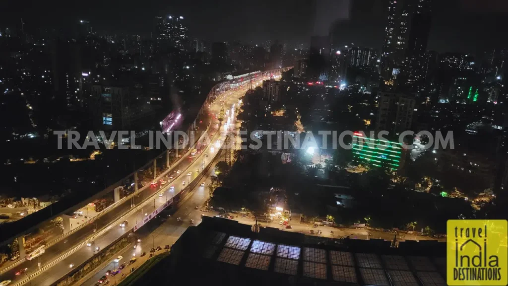 A view of NH48 from the Westin Mumbai Garden City during night time.