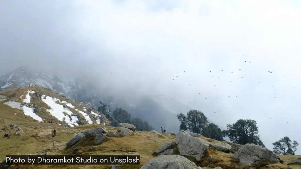 A shot of misty Dharamkot in Himachal Pradesh, one of the best digital nomad destinations in India.