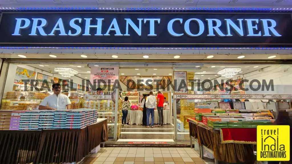 Exterior of Prashant Corner sweet shop in Thane Mumbai, a popular destination for traditional Indian mithai and festive sweets.