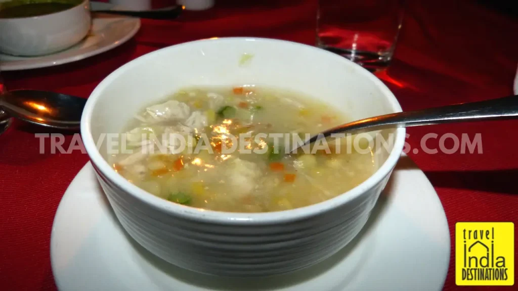 A picture of sweet corn chicken soup at Upre by 1559 AD.