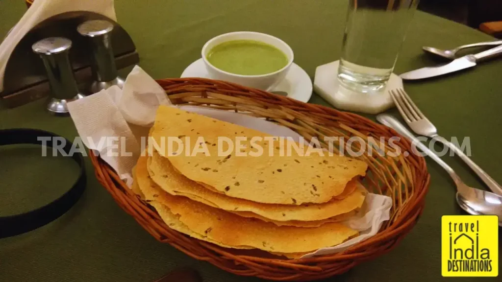 A picture of appetizers served at 1559 AD Udaipur before the meal.