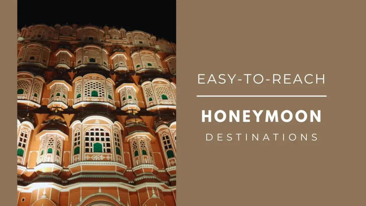 A shot of Hawa Mahal in Jaipur at night time, one of the easy to reach honeymoon destinations in India.