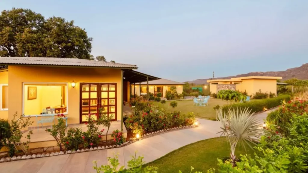 Nivaas wildlife lodge exterior in Sherpur village near Ranthambore National Park