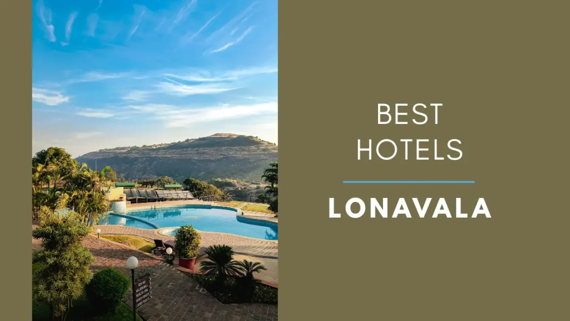 A shot of one of the best hotels in Lonavala with outdoor swimming pool and surrounding hills.
