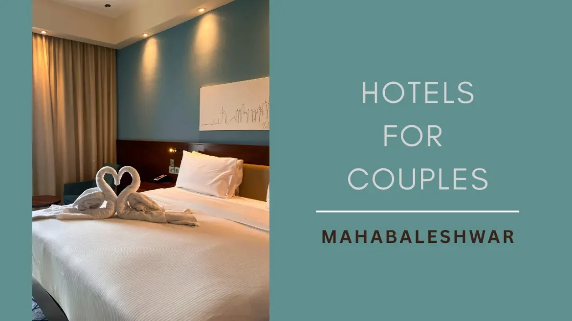 A shot of hotel bed with two swans made from towels focused on couple stay in Mahabaleshwar.