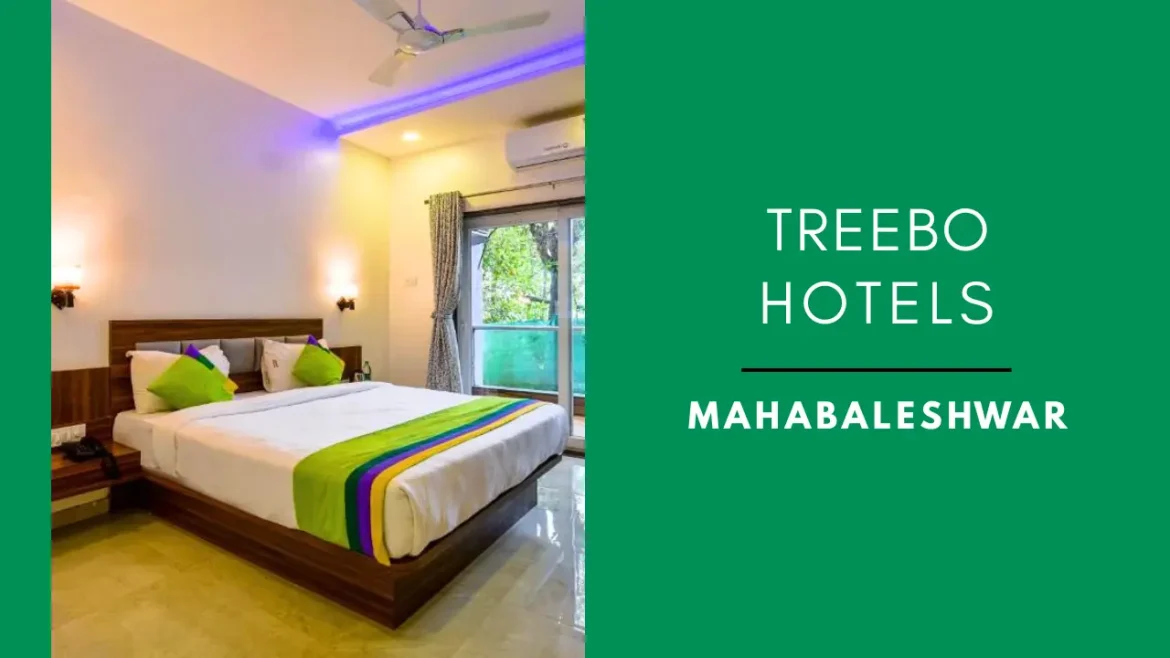 A picture of a room at one of the Treebo hotels in Mahabaleshwar with a bed and window with a balcony.