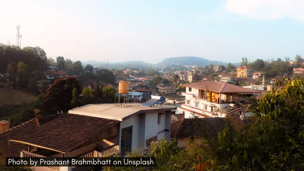 A panoramic view of the town of Madikeri in Coorg ideal for those who want to find a central location.