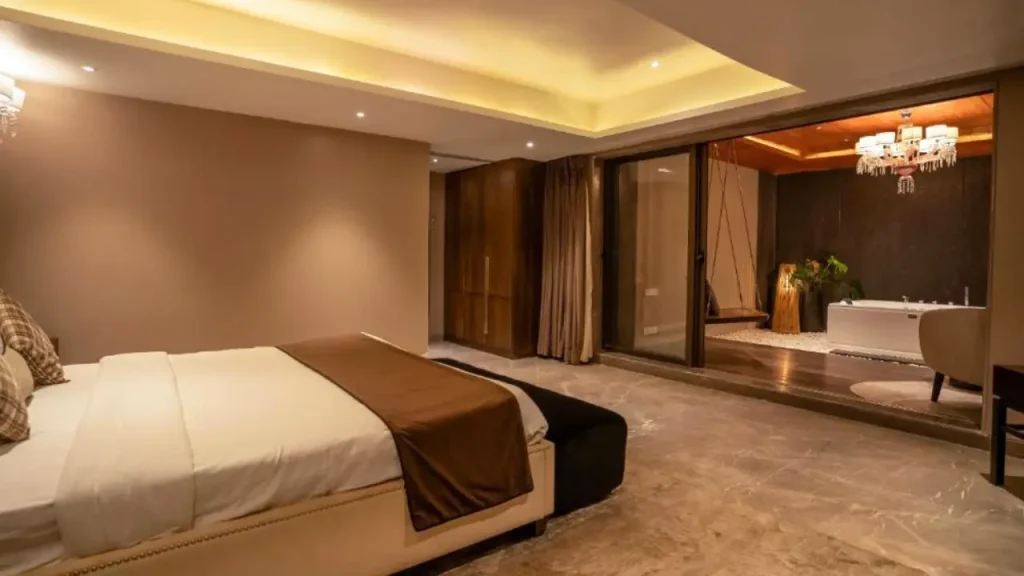 Plush interiors of My Space room in Valentia Exotic Boutique Hotel in Mahabaleshwar one of the best hotels for couples.