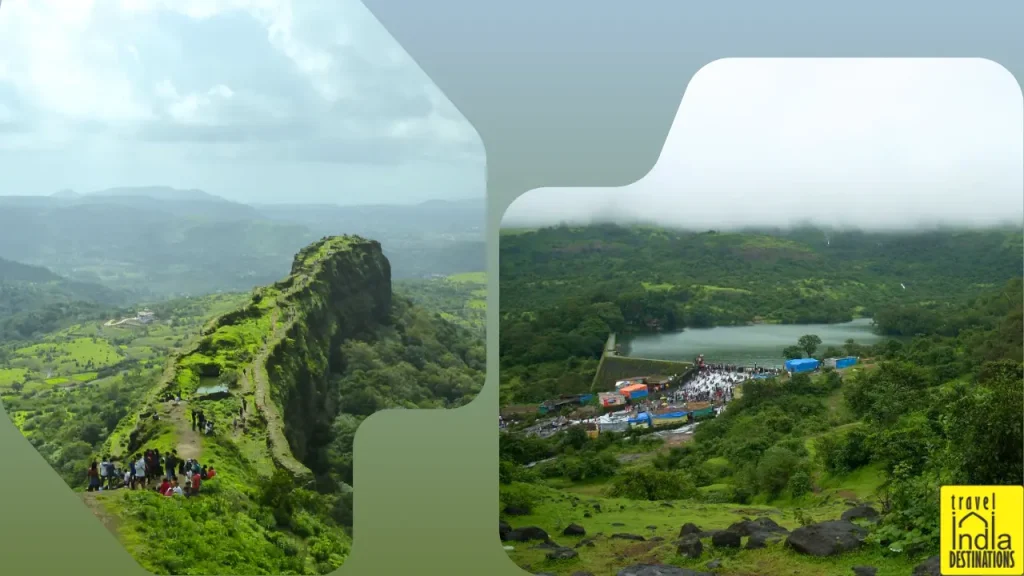 Overview shots of Lohagad Fort's Scorpion Tail and Bhushi Dam both in Lonavala during the monsoon season.