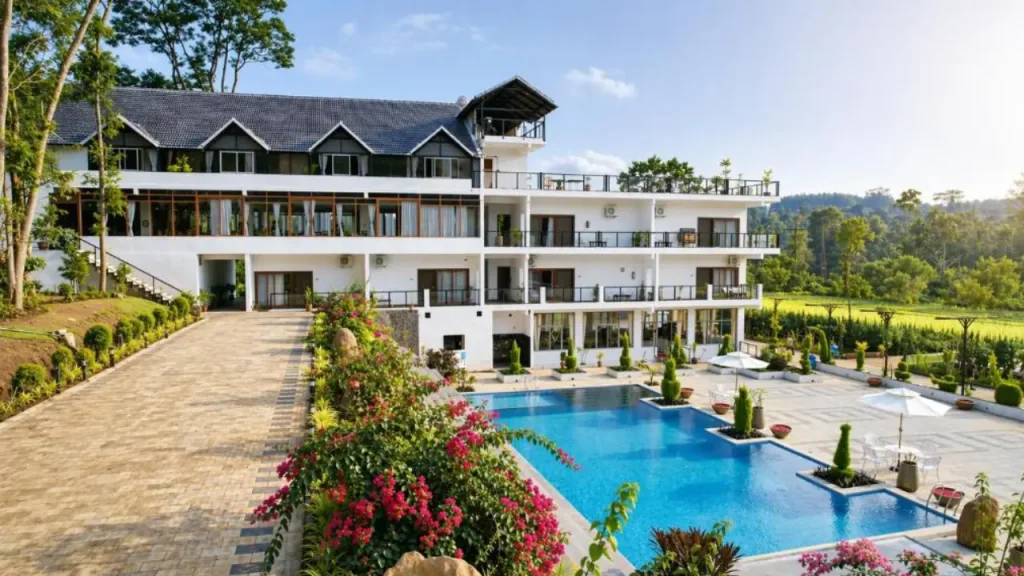 Exteriors of The Grand Retreat one of the top luxury resorts in Chikmagalur.