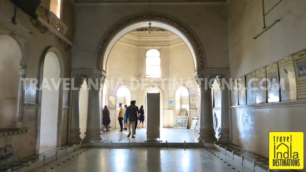 Simple interiors of the main hall at Sajjangarh Monsoon Palace in Udaipur.
