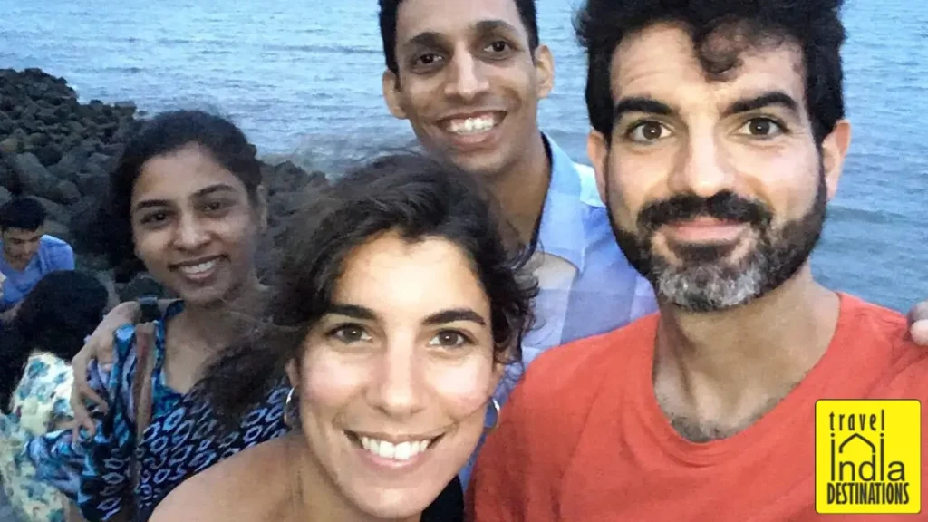 Group selfie at Marine Drive during our walking tour of South Mumbai.