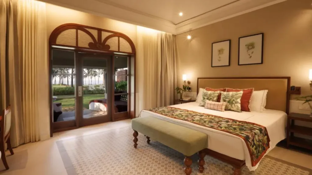 Cozy interiors of a villa at Taj Holiday Village Resort & Spa, one of the best family resorts in North Goa.