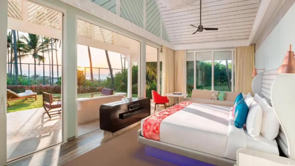 Cozy and lavish room at W Goa, one of the luxury hotels in Vagator North Goa, known for its nightlife and evening entertainment.